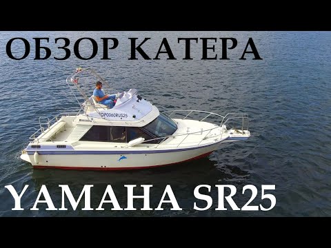 Видео: Обзор каютного катера Yamaha SR25. Volvo penta AD41.