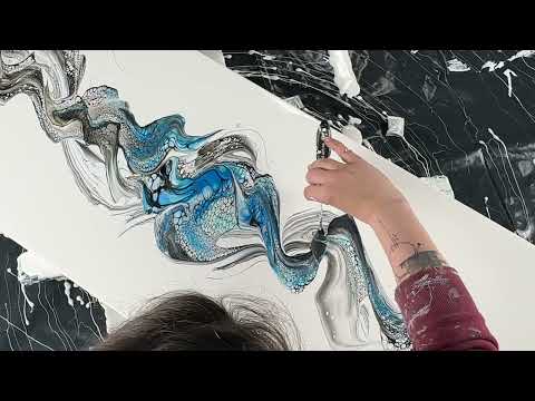 Видео: Холст 2x5 футов, негативное пространство, минимальные цвета #fluidart #abstractart