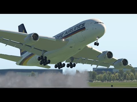 Видео: Чрезвычайно тяжелый, перегруженный самолет Airbus A380 пытается взлететь [XP11]