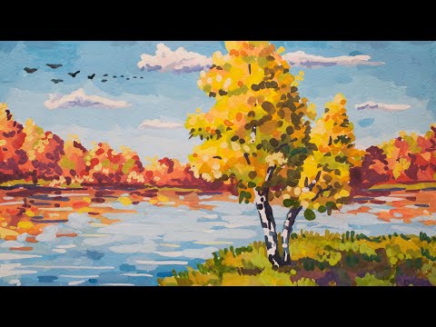 Видео: Как нарисовать ОСЕНЬ гуашью | How to draw an Autumn