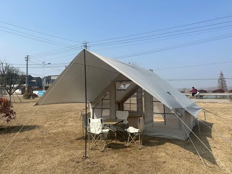 Видео: Надувная палатка с большим навесом 1853-6