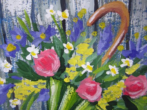 Видео: Рисуем очень оригинальный букет//Гуашь