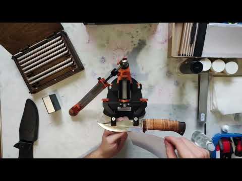 Видео: Заточування ножа Златоуст з поліруванням гетинаксом / 95х18 / hunting knife sharpening / Hapstone RS