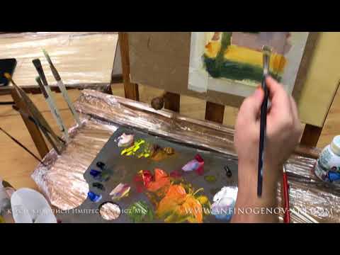 Видео: Этюд дерева в технике масляной живописи.