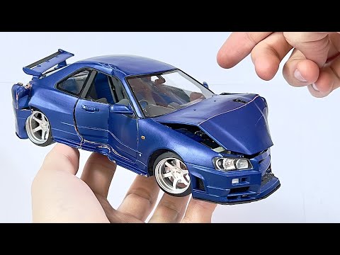 Видео: Краш тест Nissan Skyline Gtr 34 разбил машину, полное уничтожение