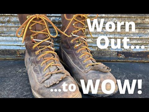 Видео: Реставрация ботинок Logger Boots | Ботинки Carolina обретают совершенно новый вид