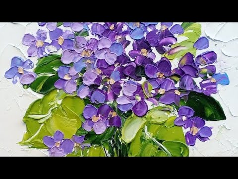 Видео: пишу картину с фиалками
