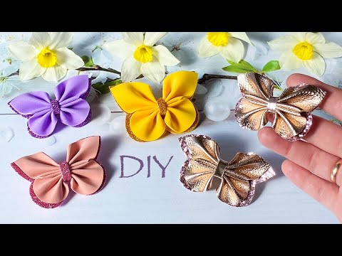 Видео: Бантик Бабочка Простой способ из Фоамирана или Кожи DIY Eva foam sheets  craft Hair bows butterflies