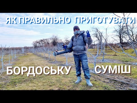 Видео: Як правильно приготувати Бордоську суміш. Перша обробка саду навесні.