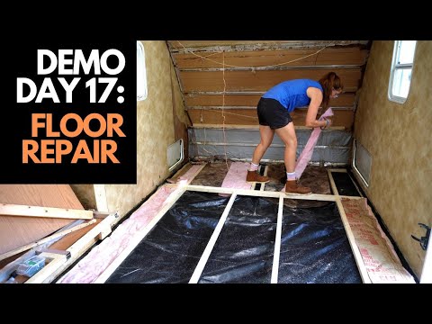 Видео: Ремонт пола в автодоме после затопления: демонстрационный день 17