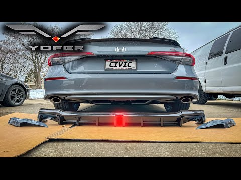 Видео: Установка накладки на задний диффузор YOFER V2 | Honda Civic si 2022-2024