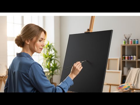 Видео: Удивительное прикосновение природы на чёрном холсте | Пошаговая инструкция по рисованию акрилом д...