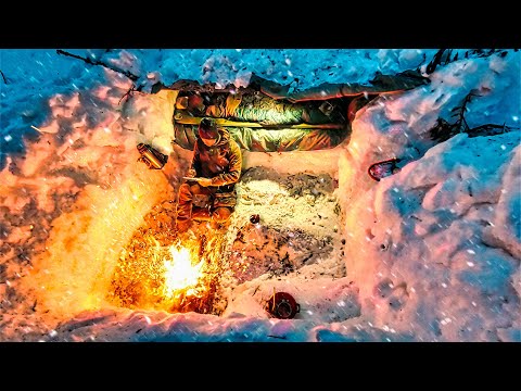 Видео: ВЫЖИТЬ ПОД СНЕГОМ! СНЕЖАНКА - ЗЕМЛЯНКА за ЧАС - ВЫКОПАЛ И ЗАНОЧЕВАЛ в ЛЕСУ - ОДИН В ЛЕСУ - Лесные