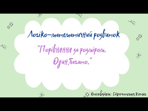 Видео: Логіко-математичний розвиток "Порівняння за розміром. Один, багато." (старша група)