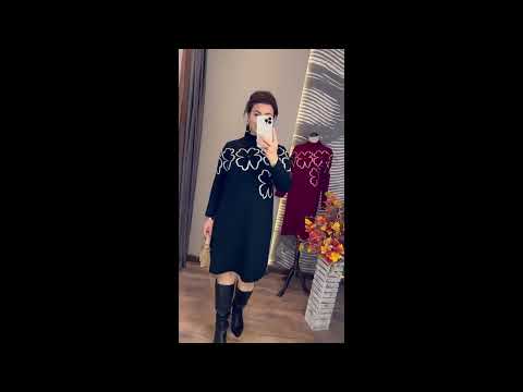 Видео: Чорна сукня кашемір машинна в"язка