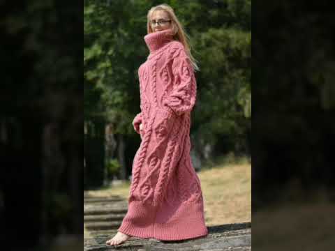 Видео: 100 идей для вязаных спицами зимних платьев.