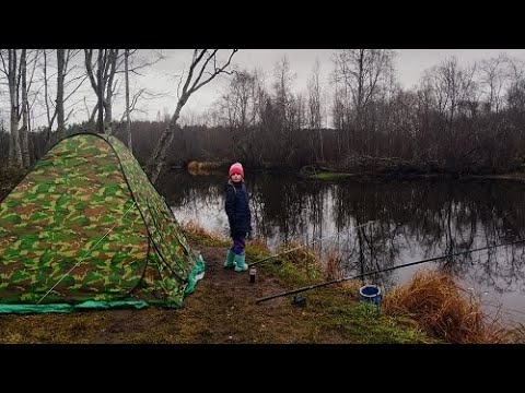 Видео: Рыбалка на речке поздней осенью! Море поклёвок и ни одной рыбы... Отдыхаем в палатке с печкой!