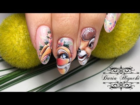 Видео: Зайка! Мультяшки на Ногтях! Дизайн Ногтей!