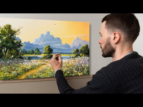 Видео: 👍 Весенний пейзаж. Живопись акрилом. Рисование. Искусство.