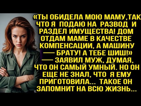 Видео: «Ты обидела мою маму, так что я подаю на развод! Дом отдам маме, а машину — брату!» — заявил муж...