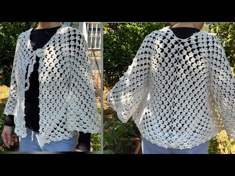 Видео: Давайте!Легко свяжем крючком кардиган с шестиугольниками и будем носить его красиво🥰 #вязаниекрючком