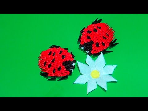 Видео: МОДУЛЬНОЕ ОРИГАМИ для начинающих божья коровка из бумаги