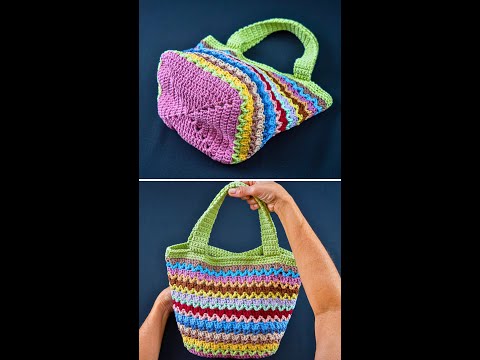 Видео: Как легко связать крючком разноцветную сумку-тоут из остатков пряжи! Miarti🧶