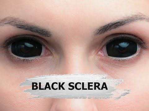 Видео: Черные склеры на весь глаз Black Sclera 22 mm - Lensmam (Корея)