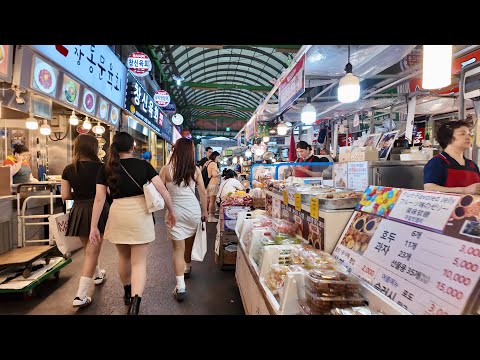 Видео: [4K] Ночная прогулка по Кванхвамуну на рынке Кванчжан в Сеуле