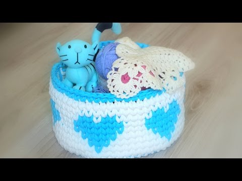 Видео: КРУГЛАЯ КОРЗИНКА "ШЕСТЬ СЕРДЕЦ" ИЗ ТРИКОТАЖНОЙ ПРЯЖИ. ВЯЗАНИЕ КОРЗИНЫ КРЮЧКОМ