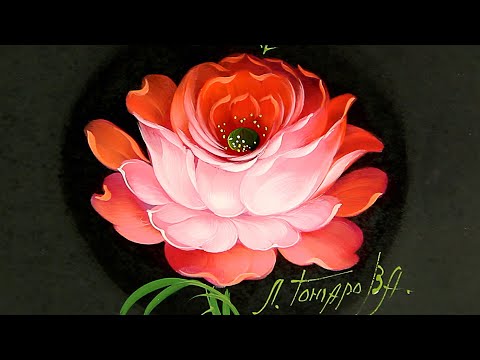 Видео: Как нарисовать Традиционную Жостовскую РОЗУ маслом. Мастер-класс от Ларисы Гончаровой