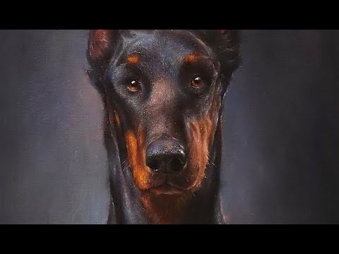 Видео: Живопись маслом "Доберман" | художник Чупринов