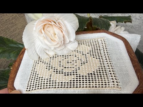 Видео: Дворядна мережка високий прутик із циркою (протяганкою по прямій) для початківців / Hardanger