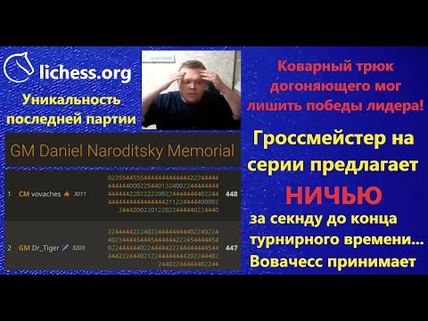 Видео: Шахматы {} Уникальная ситуация в последней партии на крупном турнире Личесса.