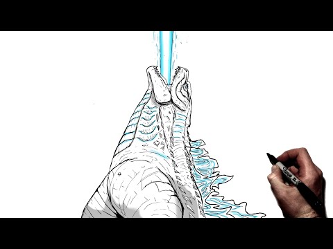 Видео: Как нарисовать Годзиллу (Атомное дыхание) | Шаг за шагом | Monsterverse