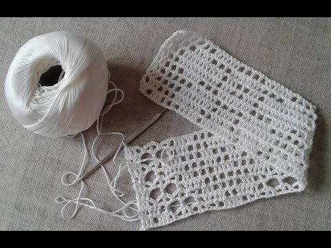 Видео: Топ крючком (филейное вязание). Часть 3. Вяжем образец 3-5 ряды.