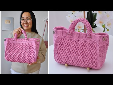 Видео: Узор Пчелиные соты Сумка для красивого образа Вязание крючком