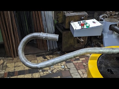 Видео: Гибка "капельки" теплообменника из нержавейки 38*3 мм., на трубогибе ИВ3428.