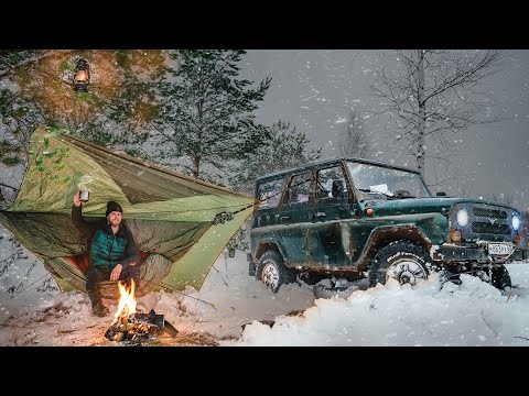 Видео: Один с УАЗом | Думал что замерзну | Ночевка в лесу в мороз