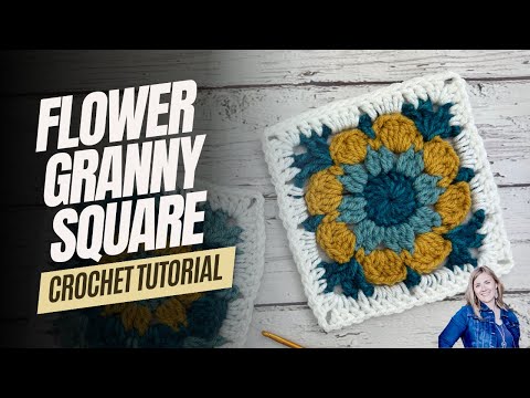 Видео: Как связать крючком цветок по схеме «бабушкин квадрат» | Шаг за шагом | Американские термины | Ho...