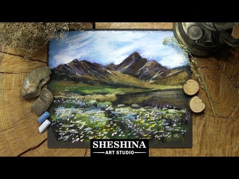 Видео: Как нарисовать горный пейзаж сухой пастелью 🎨 ВИДЕО В РЕАЛЬНОМ ВРЕМЕНИ