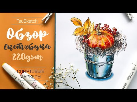 Видео: │ОБЗОР НА МОЙ СКЕТЧБУК 📓│ TsuSketch 220gsm│Скетчинг маркерами│