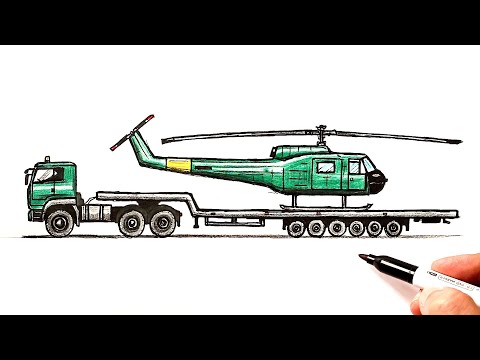 Видео: Как нарисовать Грузовик который возит Вертолёт