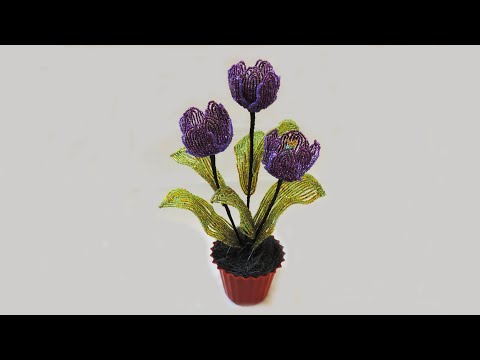 Видео: Тюльпан из бисера Часть 1/Tulip Bead Part 1