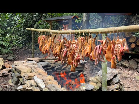 Видео: Как приготовить копченую свинину, колбасу из одного кабана можно есть круглый год. 1 год в лесу