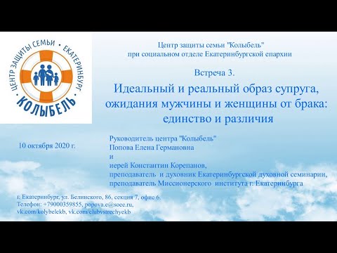 Видео: Встреча 3. Идеальный и реальный образ супруга, ожидания мужчины и женщины от брака (10.10.2020)