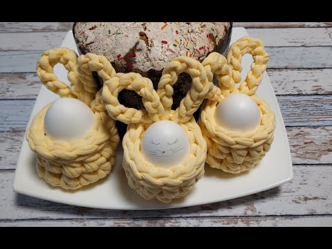 Видео: Пасхальная корзинка - кролик из трикотажной пряжи (мастер-класс)