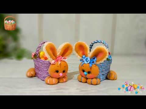 Видео: Отличная и красивая идея🧺 Лучший кролик-корзинка 🐇 Очень легко сделать из пластиковой коробки