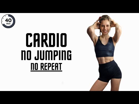 Видео: 40-минутная высокоинтенсивная кардио-тренировка без прыжков — низкая ударная нагрузка — без повто...