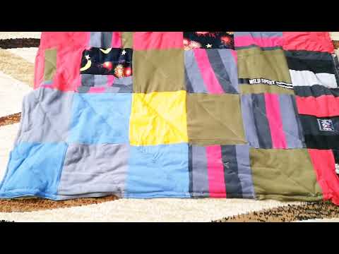 Видео: одеяло из старых футболок